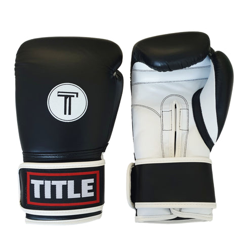 Title Leather Sparring Gloves: Black and White